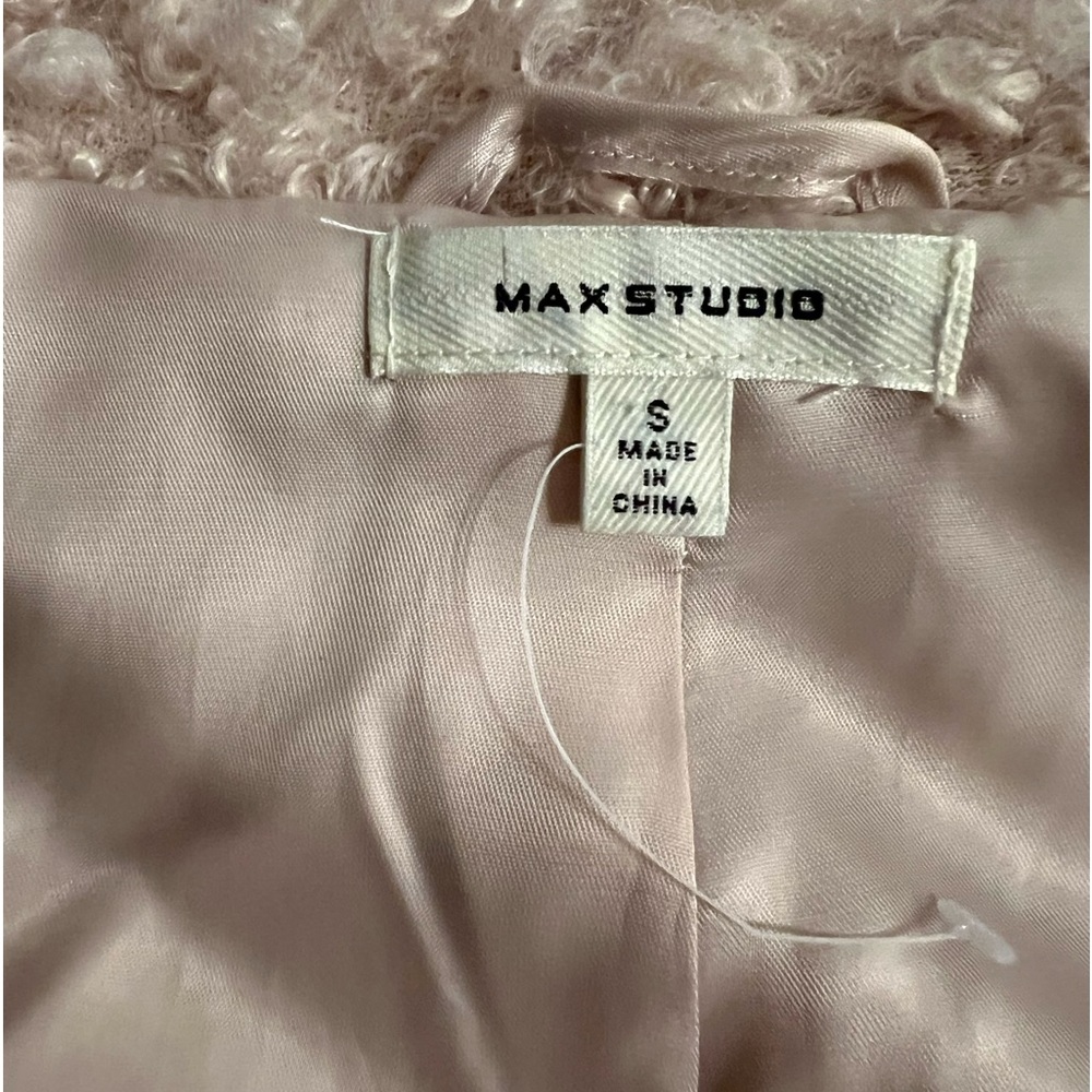 Max Studio Pale Pink Champagne Faux Fur Teddy  Jacket - Picture 9 of 16